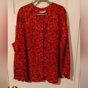 Notations Button Front Blouse